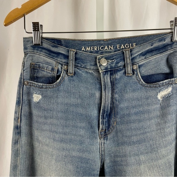 American Eagle Mom Jeans Size 0 Distressed High Waist Light Wash Cali - Picture 10 of 10